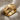 Bull Horn Ring, gold vermeil, product view on fabric