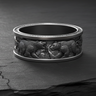 Handcrafted 925 sterling silver Viking bear ring featuring two polar bears facing each other on textured background
