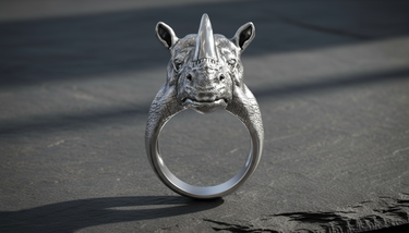 Silver Rhinoceros Ring
