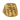 Gold vermeil style crucifixion ring depicting Jesus and two thieves with INRI sign and Jerusalem walls background