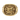 Gold vermeil Templar lion ring with cross and crescent design displayed on natural wood background