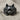 Peeking Cat Ring, black rhodium, front view with dark metallic finish