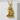 Okinawan Shisa Lion Pendant, gold vermeil, front view on stone block
