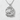 Nestled Rabbit Pendant, polished silver, front view on textured background