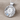 Rose Initial Pendant, polished silver, angled studio photo