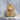 Santa Muerte Dog Tag Pendant, gold vermeil, product photo on stone