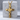 Cracked Latin Cross Pendant, gold vermeil, front product view on display cube