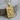 Norse Knotwork Wolf Pendant, gold vermeil, front view on wood base