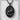 Kitsune Moon Relief Pendant, black rhodium plated, angled product photo