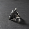 Oxidized 925 sterling silver turtle ring side view displaying textured skin and flipper details