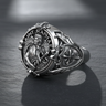 925 sterling silver Saint Raphael ring featuring Archangel with wings and Caduceus staff symbol