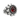 Silver skull ring with a large, round, inverted red stone, shown from the front on a dark, textured slate surface.
