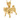 Gold vermeil pug pendant standing on dark wood background showing wrinkled face and detailed body