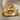 Cherry Signet Ring, gold vermeil, front view on linen