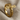 Wood Grain Crucifix Ring, gold vermeil, angled product photo on fabric