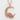 Crescent Moon Moth Pendant, rose plated silver, front view on white