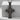 Golgotha Orthodox Cross Pendant, black rhodium, front view on display block