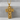 Memento Mori Cross Pendant, gold vermeil, front view on stone pedestal