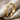 Happy Face Disc Ring, gold vermeil, angled view on fabric