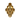 Front view of gold vermeil skull ring with hexagonal honeycomb lattice pattern on dark stone