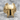 Armored Hero Mask Ring, gold vermeil, front product view on rock