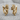 Angel Devil Earring, gold vermeil, front product view on stone surface