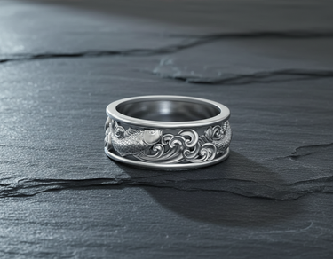 Silver Koi Wave Ring