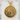 Three Headed Dragon Medallion Pendant, gold vermeil, front view on stone pedestal
