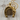 Horse Head Horseshoe Pendant, gold vermeil, front view on wood block