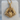 Wolf and Raven Pendant, gold vermeil, front product view on display pedestal