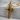 Black Stone Cross Pendant, gold vermeil, angled product photo on stone stand