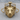 Lioness Head Pendant, gold vermeil, front view on wood display