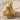 Skeleton Holding Cat Pendant, gold vermeil, front view
