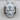 Japanese Oni Demon Mask Pendant, polished silver, front product view