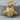 Two Headed Wolf Pendant, gold vermeil, product photo on wood surface