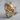 Aries Ram Head Ring, gold vermeil, angled profile on wood