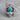 Turquoise Longhorn Arch Pendant, polished silver, front product photo