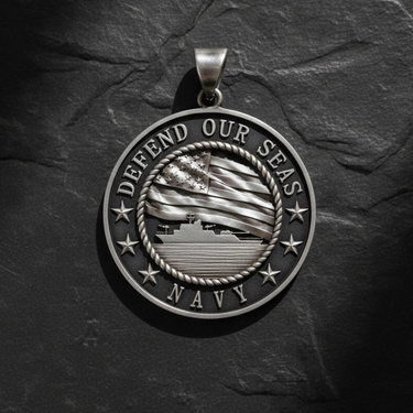 Silver Navy Defender Seas Pendant