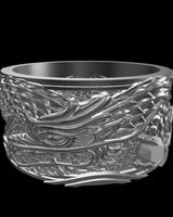 Red Dragon Ring silver ring shown with size reference demonstrating actual dimensions