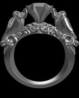 Vampire Bat Ring silver ring shown with size reference demonstrating actual dimensions