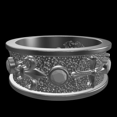 Gothic Cross silver ring shown with size reference demonstrating actual dimensions
