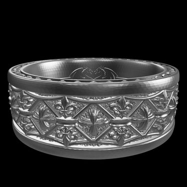Medieval Fleur silver ring shown with size reference demonstrating actual dimensions