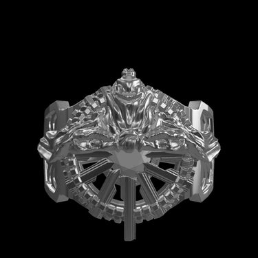 Ring of Legend Lucii silver ring shown with size reference demonstrating actual dimensions and substantial presence