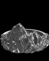 Mountain Peak silver ring shown with size reference demonstrating actual dimensions