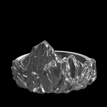 Mountain Peak silver ring shown with size reference demonstrating actual dimensions
