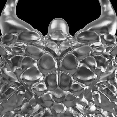  Three-dimensional view of silver dragon head displaying weathered texture and oxidized finish