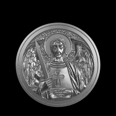 Guardian Angel silver ring shown with size reference demonstrating actual dimensions