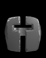 Modern Cross silver ring shown with size reference demonstrating actual dimensions