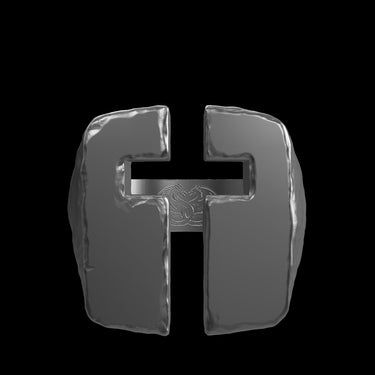 Modern Cross silver ring shown with size reference demonstrating actual dimensions