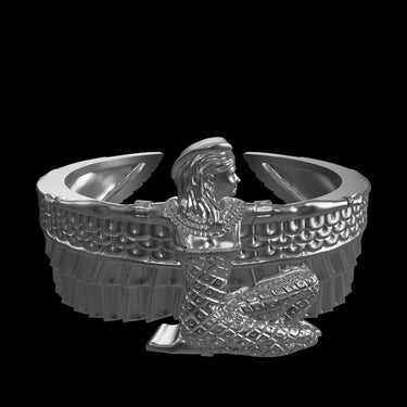 Isis Goddess Ring silver ring shown with size reference demonstrating actual dimensions